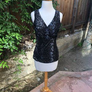 NWOT WHBM Charcoal Gray Sleeveless Burnout Velvet Top S